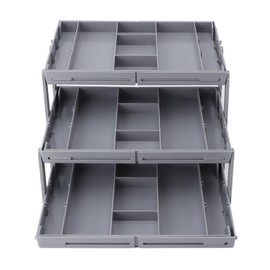Pssopp Drawer Organiser, Cutlery Drawer Organiser, Expandable Utensil Tray for Office, Bathroom, Kitchen, Makeup (3 Layers)