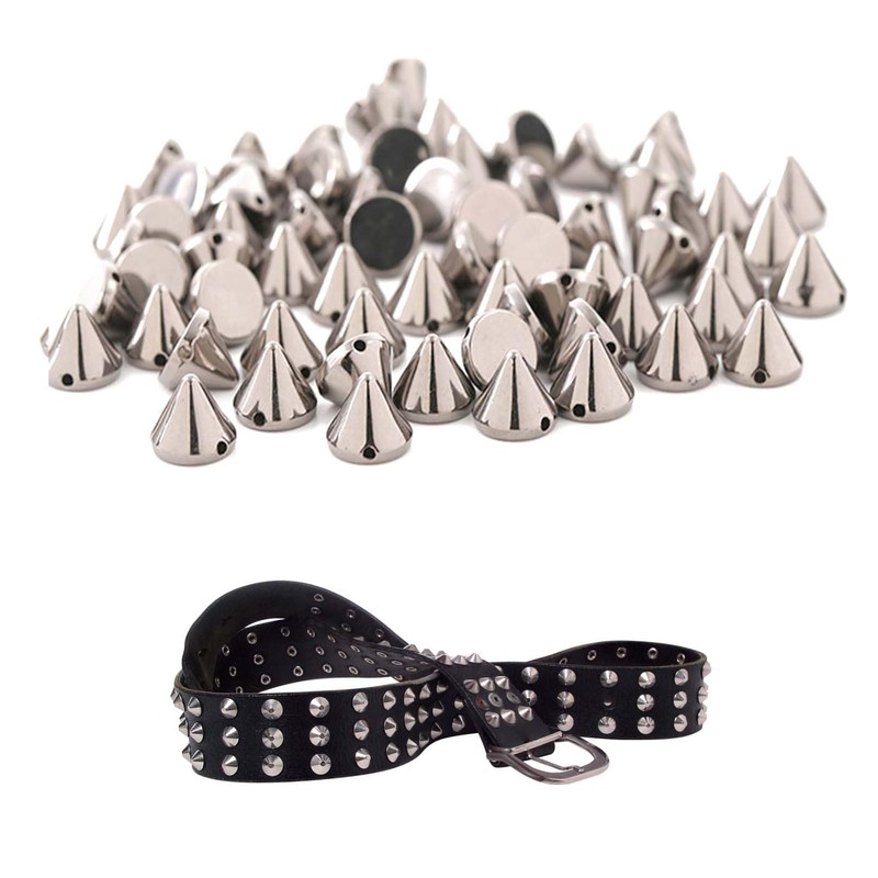 50 Pcs Cone Spikes, Acrylic Bullet Spike Cone Studs, Silver