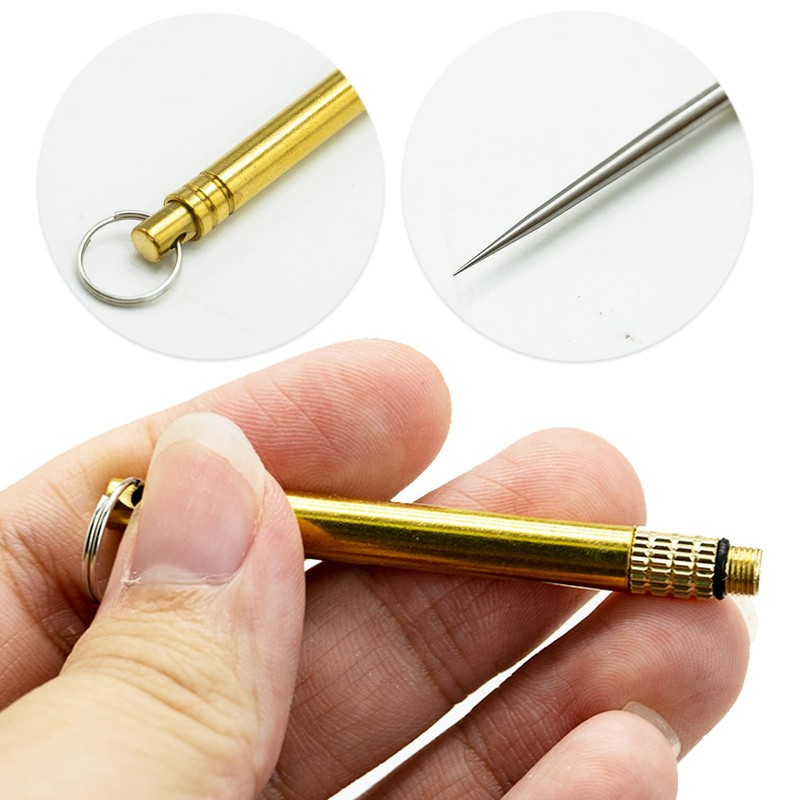2Pcs Portable Titanium Toothpicks Metal Toothpick with Protective Holder Key