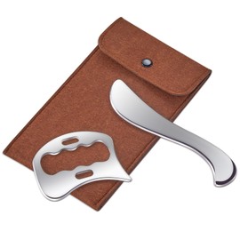 Ricyea Gua Sha Stainless Steel Set of 2 Gua Sha Scraper Muscle Fascia Tool Massager for Body & Face, Ideal for Muscle Relaxation, Cellulite & Lymphatic Drainage