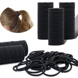 150 PCS High Stretch Headband, Seamless Scrunchie, Black Hair Ties, Ponytail Headband, Suitable for Straight Hair, Curly hair, Adults, Kids, Teens (4MM)