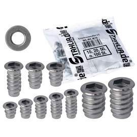Stahlia Screw-in Nut M8 x 15 Thread Insert Wood Steel (Pack of 20) Sleeve Nut Hexagon Socket Threaded Sleeve Threaded Sleeve Screw-in Sleeve