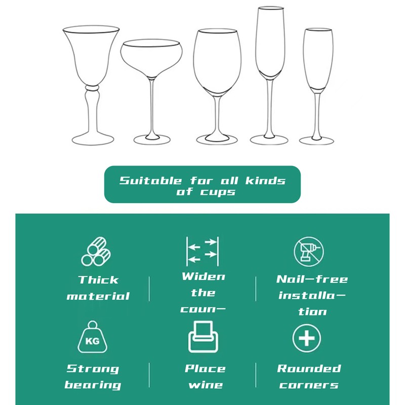 Vaisoeny Wine Glass Holder Under Cabinet, 4 Pack, Black