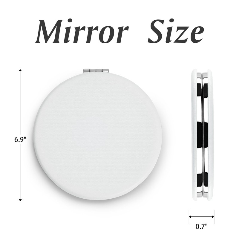 MLLXX Compact Mirror for Purse, PU Leather Round Shell, Double-Sided