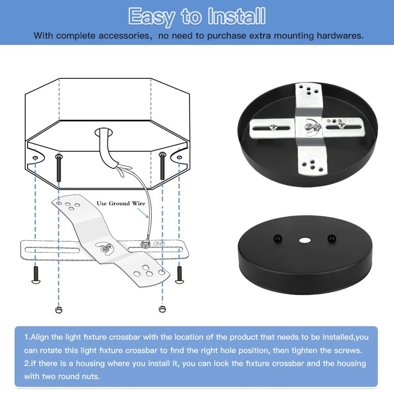 Helunsi 2 Sets Light Fixture Mounting Bracket, 4 inch Universal
