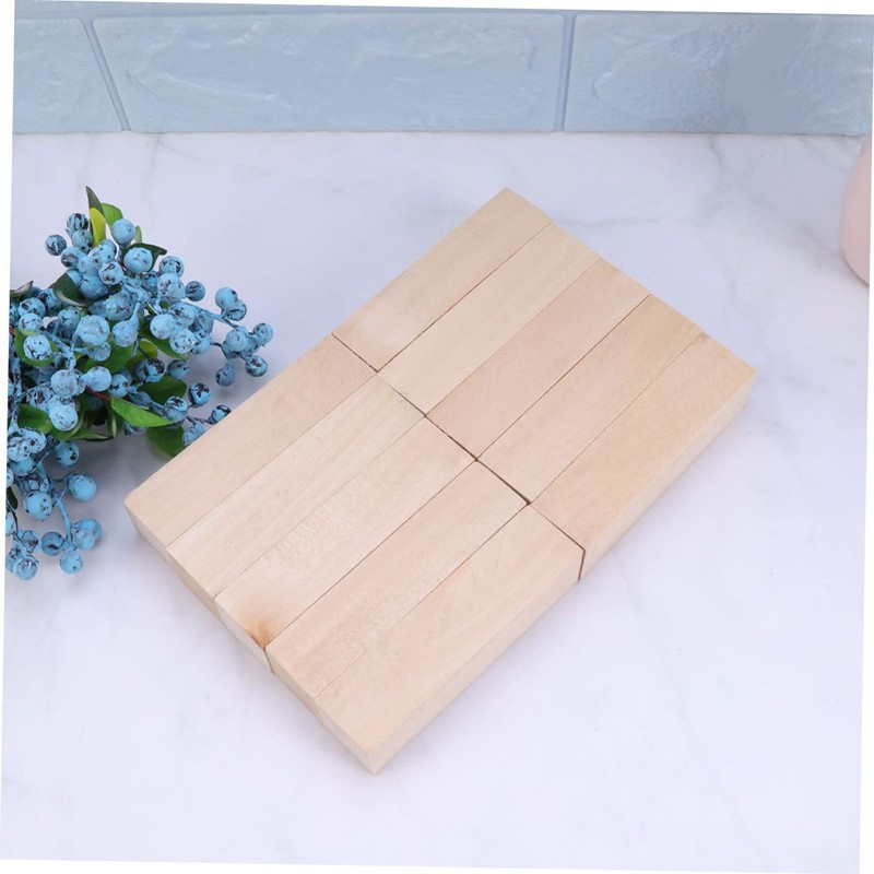 jojofuny 10pcs Natural Basswood Craft Blocks for DIY Projects Smooth