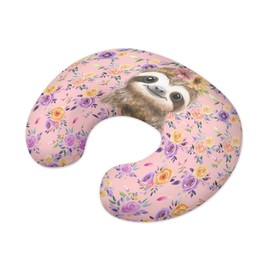 Jeiento Flower Sloth Nursing Pillow Cover Stretchy Removable Case for Breastfeeding Pillows Soft U-Shaped Pillows Decoration Covers