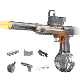 Electric Water Gun for Adults Kids, Automatic Squirt Watergun Pistol with Led Lights, Summer Outdoor Pool Beach Party Toys for Boys Girls, Black