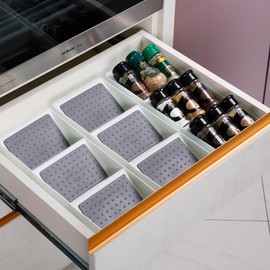 ideamake Spice Drawer Organizer, 3 Tier Non-Slip Silicone Seasoning Jars Drawer Insert, Spice Rack Organization for Kitchen Spice Rack Tray for Cabinet Countertop Makeup Storage-2 Pack