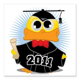 CafePress Graduation Duck 2011 Square Car Magnet 3 X 3 Square Car Magnet, Magnetic Bumper Display