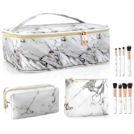 Makeup Bags for Women 13 in 1 Cosmetic Bag Set, Toiletry Bag Travel Case Waterproof, Makeup Pouch Make Up Bag Bulk for Purse with 10Pcs Professional Makeup Brushes Barber Case Organizer