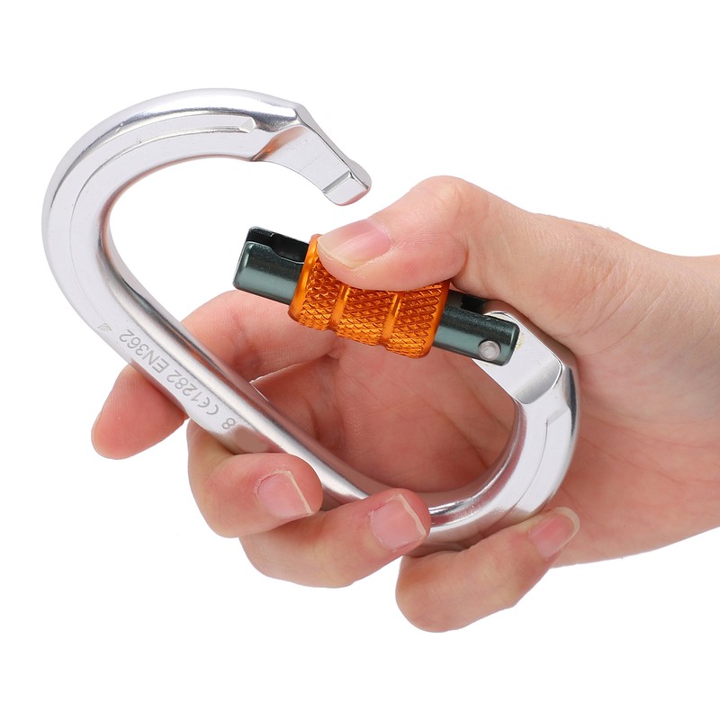 Locking Carabiner Clip Aluminum Alloy Oval Locking Heavy Duty Carabiner