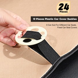 48 Car Seat Cover Plum Plate Metal Hook,24 Plastic Car Seat Covers Chucks,24 Metal Hooks Locking Clip Plastic Card Fixed Fastener Buckle for Car Seat Cover Installation Replacements Accessories