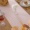Cobedzy Plaid Gingham Ruffle Table Runner, Pink 13" x 72"