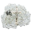 Glass Crystal CLEAR BEADS With SILVER PLATED ROSARY CROSS and