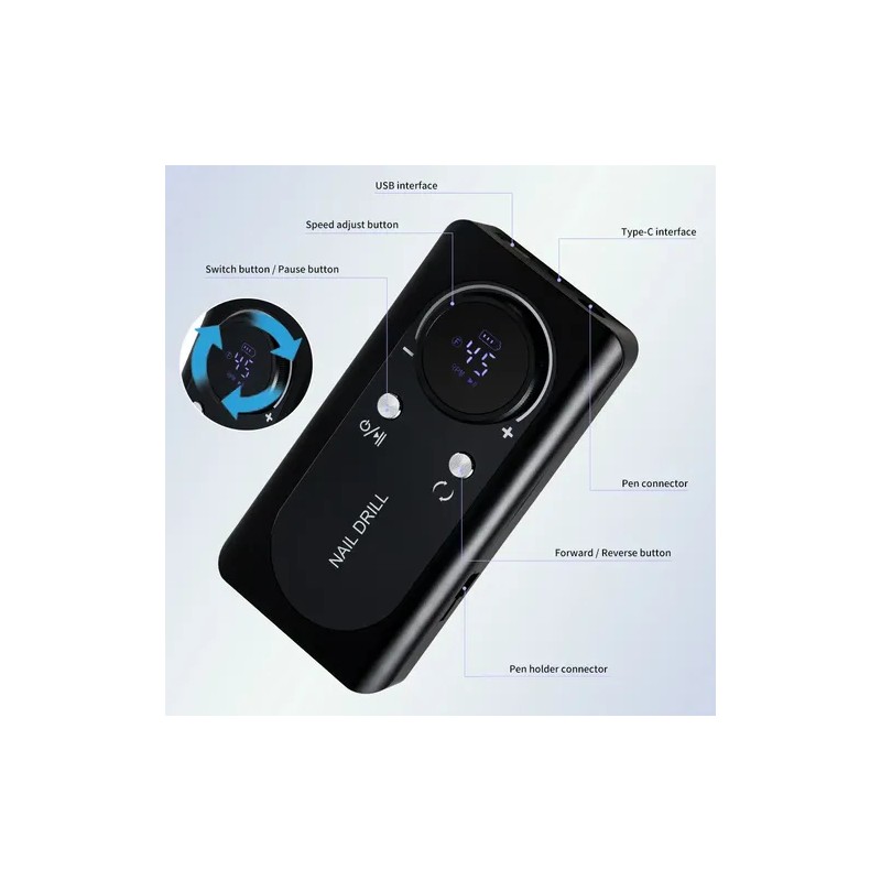 Taladro Portátil Profesional Para Esmalte De Uñas, 45000 Rpm