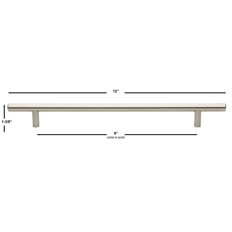 GlideRite Hardware 5012-228-SS-1 Solid Handle Bar Pulls, 1 Pack, 9"