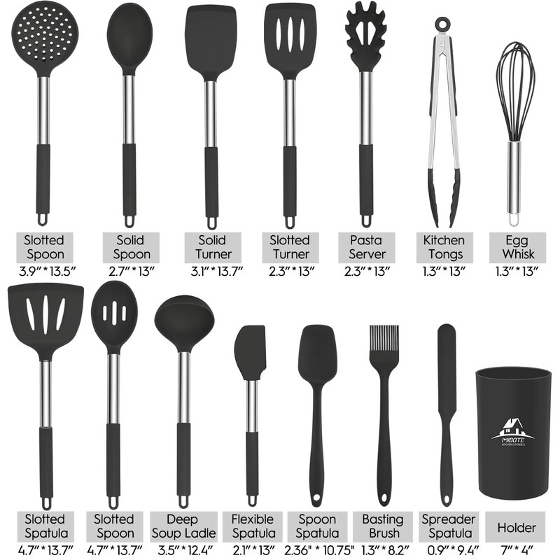 MIBOTE Silicone Kitchen Utensils Set, Cooking Utensils Set with Heat