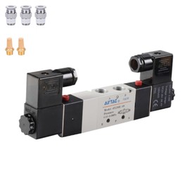 Solenoid Valve AirTAC 4V330E-10 DC12V 3/8"PT Double Solenoid 5/3 Way Exhaust Center Air Pneumatic Internal Pilot 21-114 PSI 5 Port 3 Position Have Memory Function.