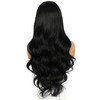 Sapphirewigs Lace Front Wig Synthetic Black 13x4 Body Wave Kanekalon