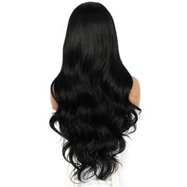Sapphirewigs Lace Front Wig Synthetic Black 13x4 Body Wave Kanekalon Futura Wig Party Date Daily Wear Natural Looking Wig 26inch