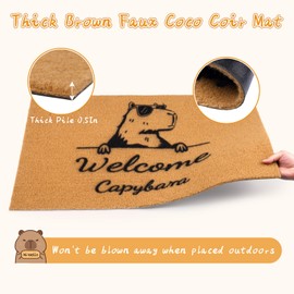 Capybara Cori Door Mat, Funny Door Mats Outside, Outdoor Welcome Mats with Non-Slip Backing, Home Decor for Front Door and Entryway, 17" x 30"