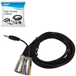 HQRP 1/8" (3.5mm) to Dual XLR Male Plugs Cable Cord (10ft) Compatible with KRK Rokit 5 G2s / HS50m's/JBL EON 5151XT / RCF Art Sound System