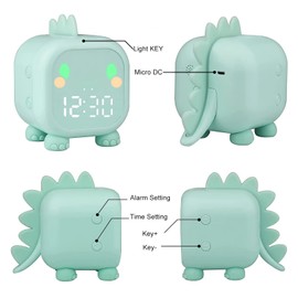 VORRINC Children's Light Alarm Clock, Dinosaur Alarm Clock, Sunrise Simulator, Wake Up Children's Alarm Clock with Timer, Snooze, Sleep Trainer, Digital Alarm Clock for Girls, Boys, Children, Birthday