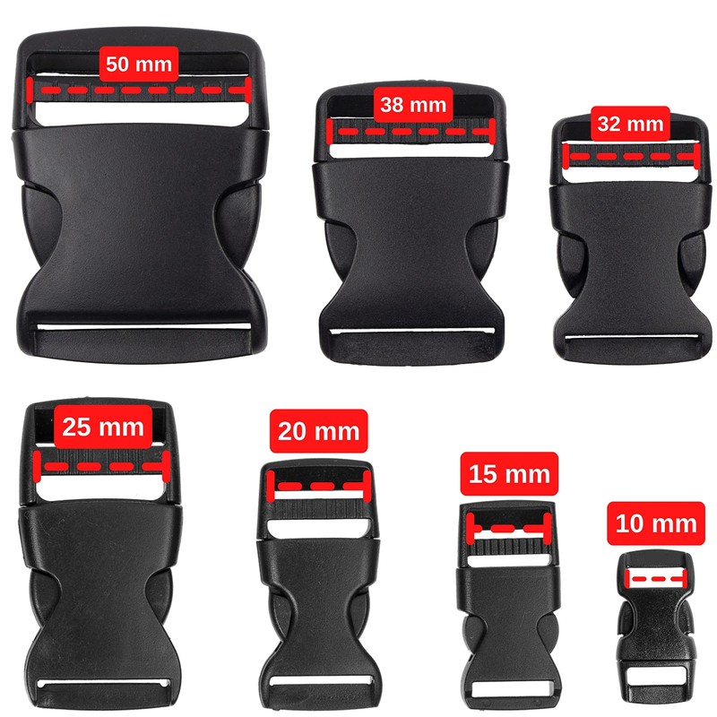 Small Buckles for 10 mm Wide Webbing Straps, 56 Pieces,
