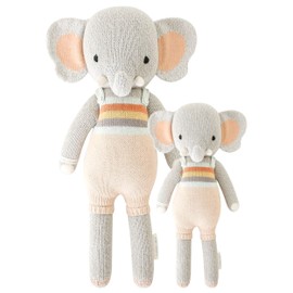 cuddle + kind Evan The Elephant Doll - Lovingly Handcrafted Dolls for Nursery Decor, Fair Trade Heirloom Quality Stuffed Animals for Girls & Boys, 1 Doll = 10 Meals