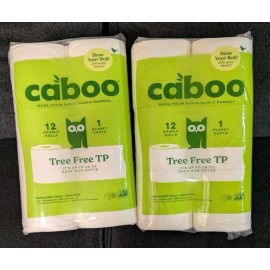 Caboo 2pk Toilet Paper,Safe, Non-Toxic- 2 Ply, 300 Sheets Per Roll, 12 Dble Roll