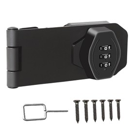 Keyless Cabinet Combination Lock,V·RESOURCING 3-Digit Combination Lock Twist Knob Hasp Latch Lock,Door Security Slide Latch Lock for Small Doors,Cabinets,Barn Door,Bathroom,Outdoor (4 Inch,Black)