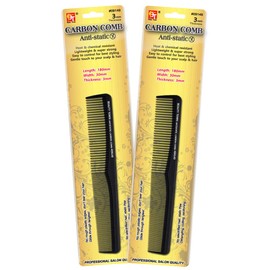 Hair Comb - Carbon Hair Stylists 3mm Professional Salon, Barber Styling & Cutting Comb, Anti Static, Heat Resistant for All Hair Types (8.3" x 1.1" x 0.12" Cutting Comb - 2 pack)