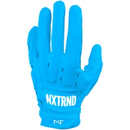 Nxtrnd G3 Pro Padded Football Gloves, Sticky Padded Receiver & Lineman Gloves (Neon Blue, X-Large)