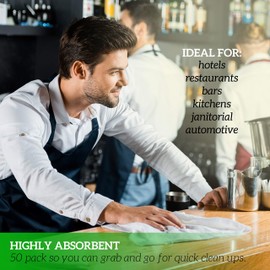 GREEN LIFESTYLE Multipurpose Terry Towels (Blue & Orange Striped, White), ComfortFeb Bar Towels - 14'x17', Durable and Absorbent, Cotton - Pack of 60