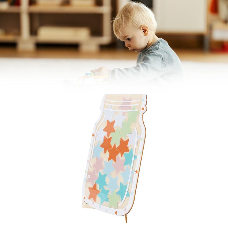 Star Reward Jar for Students Wooden Acrylic Bulletin Board Positive