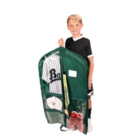 Waterproof Hanging Garment Bag 40 inch Clothes Bag with Gusset, 2 Pack, 5 Pockets & Side Zip for Dance Costumes, Cheer, Skating, Theatre, Beauty Pageants,Cheer & More by Kendall Country, Forest Green