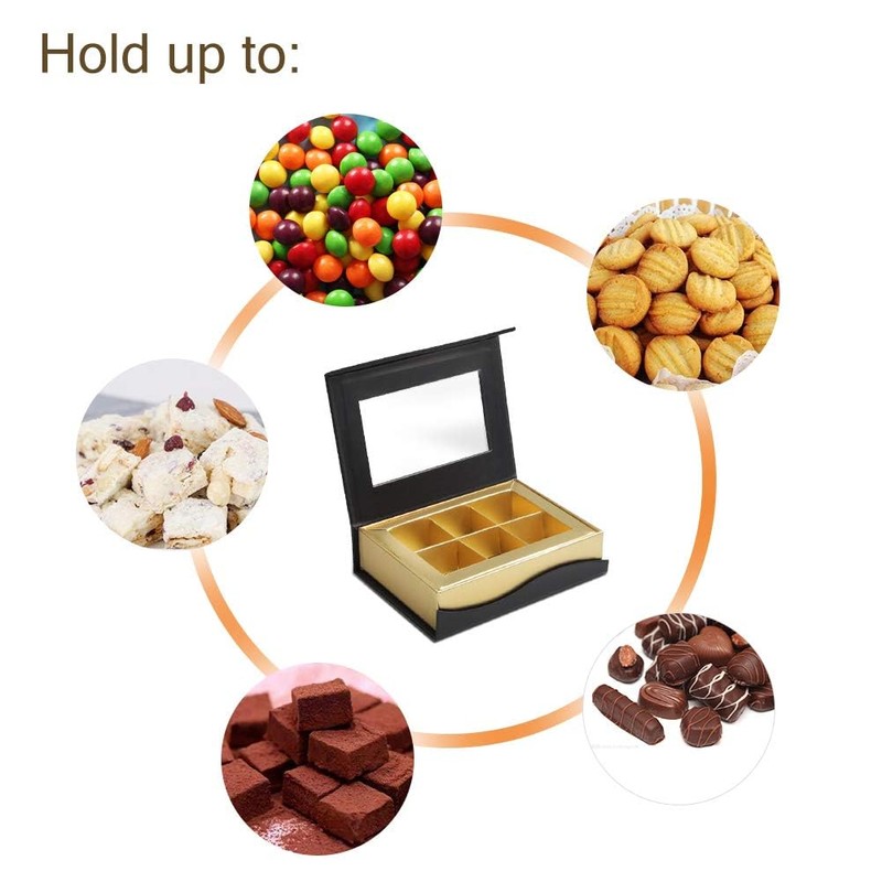 Chocolate Boxes Packaging, Black Chocolate Box Empty Treat Boxes with