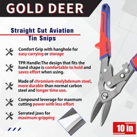 GOLD DEER Gold Cutting Shears, Mini Straight Blade with Cutting Blade, Grooved, Boost Type, Metal Cracking Scissors, Multi-purpose Shears, Giza Blade, Gold Cutting Scissors, All-Purpose Scissors, Versatile Scissors for Disassembling Coarse Garbage, Elect