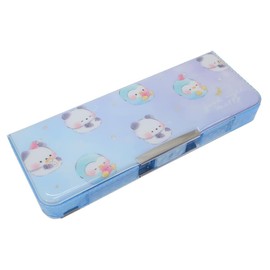 Pencil Case with Eraser Pocket, Double-Sided Opening Pencil Case / Susuya Moffy New School, blue, Casual