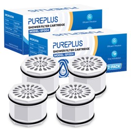 PUREPLUS WHR-140 Shower Head Filter Cartridge, Replacement for Culligan WSH-C125, HSH-C135, ISH-100, HSH-BN135, S-H200-C, S-H200-BN, S-W100-C Advanced KDF WTR Filtration & Consistent Water Flow, 4Pack