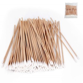 Pack of 200 Bamboo Cotton Buds Long Cotton Buds Cleaning Sticks Ear Sticks Cleaning Sticks Wooden Large Head for Makeup, Cleaning, Polishing, Eyebrows, Beauty, Nails