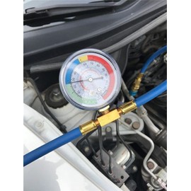 NEFUSI R134a Car Air Conditioner Gas Charging Hose with Meter for Car Air Conditioner Gas Refilling, Japanese Instruction Manual Included (23.6 inches (60 cm)