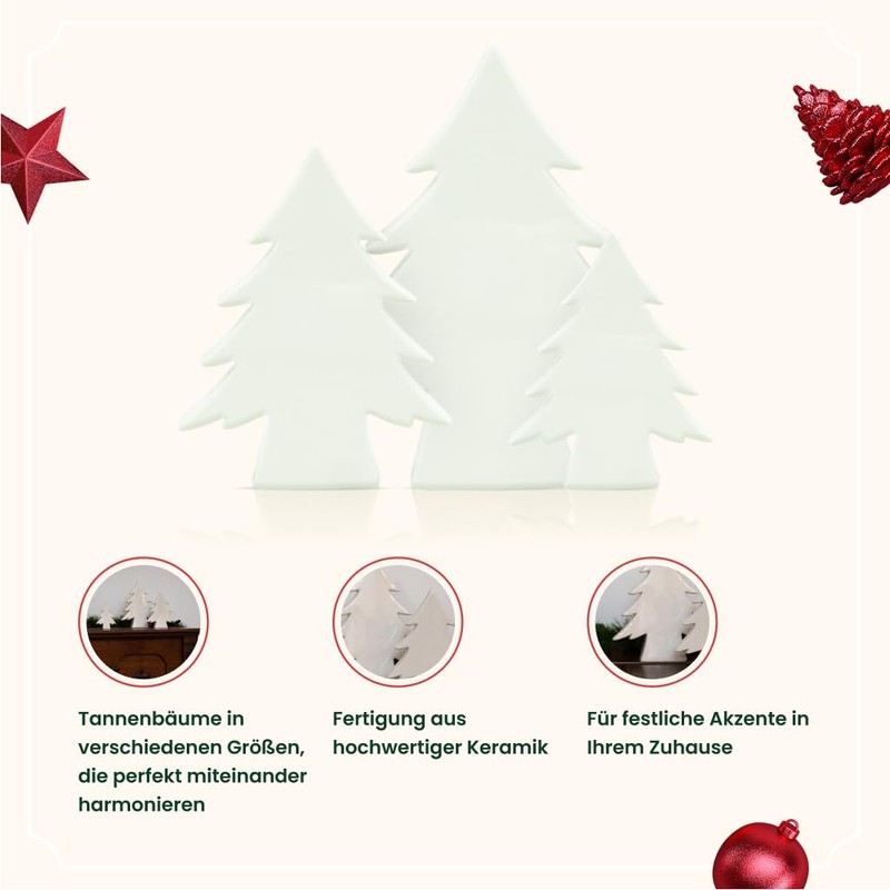 HEITMANN DECO Ceramic Christmas Tree Set of 3 White