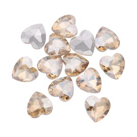 sourcing map 12Pcs Heart Rhinestones, 10mm Pointed Back Heart Glass Rhinestone Gems Crystal for Jewelry Making Costume DIY Crafts, Champagne Gold