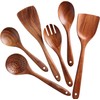Wooden Spoon 6 Pcs, Cooking Utensils,Kitchen Utensils Natural Teak Wood