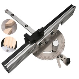 Precision Miter Gauge with Miter Gauge Fence + Repetitive Cut Flip Stop, Miter Gauge Assembly with 27 Angle Stops/ 60° Angled Ends, Router Table Saw Accessories
