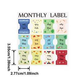 CIEMODA 4 Sheets Colorful Monthly Adhesive Tabs, 48 Pcs Monthly Divider Tabs, 1-12 Months per Sheet,Waterproof Month Tabs for Planner