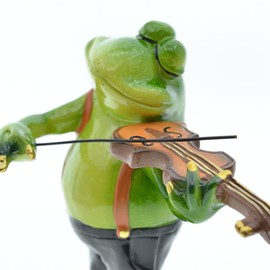Queemie® Adorable Fat Frog Playing Violin Resin Statues, Funny Froggy Musician Perfect Ornament Collectible Figurines for Kids Adults Lovers Xmas Birthday Gifts