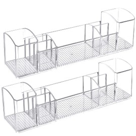 Belle Vous 2 Pack of Plastic Organiser Boxes with 8 Compartments - Clear Storage Bins for Cosmetics, Makeup, Toiletries & Accessories Ideal for Bedroom Vanity Dresser Drawer, Kitchen/Pantry & Bathroom